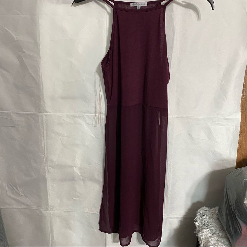 Solid Color A-Line Sleeveless Long Sheer shirt